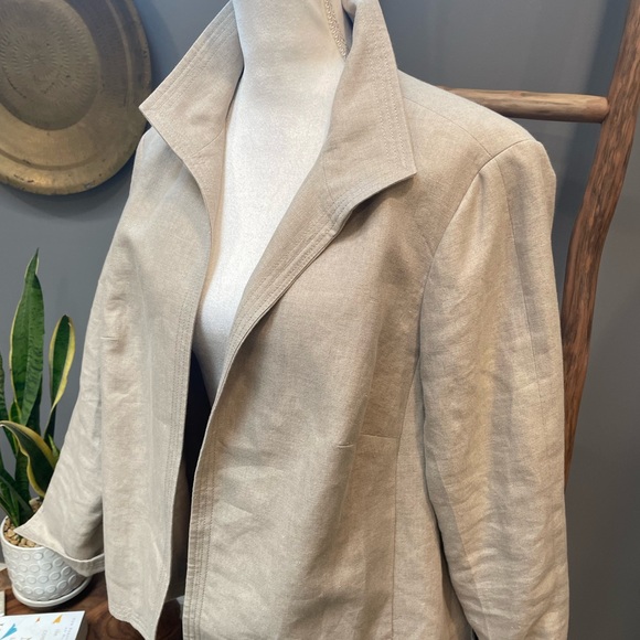 Talbots Jackets & Coats Talbots Beige Linen Open Jacket Poshmark